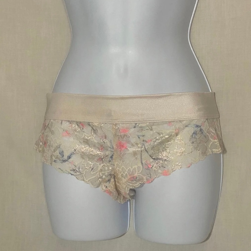 Victoria’s Secret Floral Pattern With Gold Embellishments Cheeky Panties